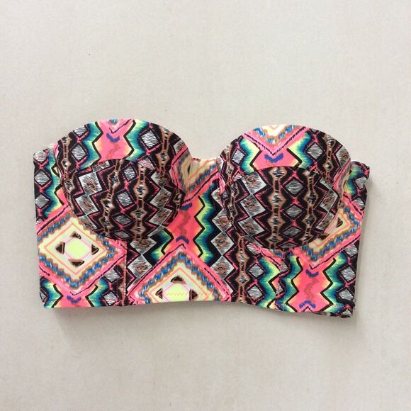Volcom Swimwear Bikini Top Multicolor Print Strapless - Picture 1 of 5